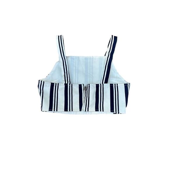 LUNIK Blue & Cream Striped Crop Top Size Large - Picture 2 of 3
